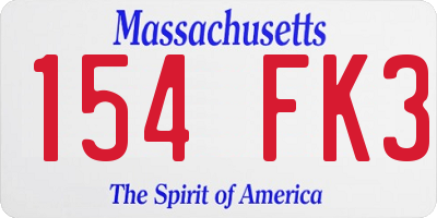MA license plate 154FK3