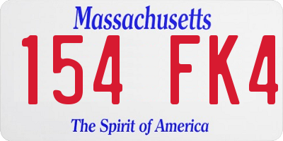 MA license plate 154FK4