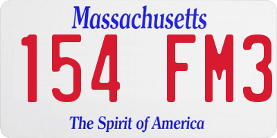 MA license plate 154FM3