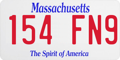 MA license plate 154FN9