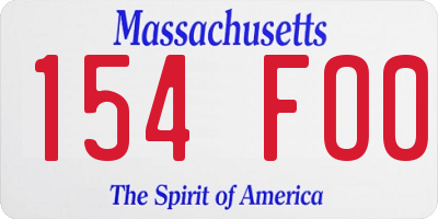MA license plate 154FO0