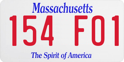 MA license plate 154FO1