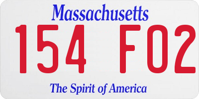 MA license plate 154FO2