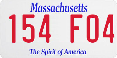 MA license plate 154FO4