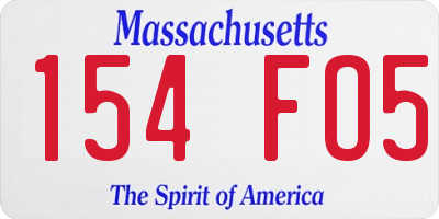 MA license plate 154FO5