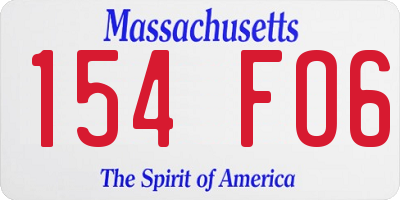 MA license plate 154FO6