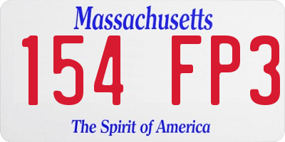 MA license plate 154FP3