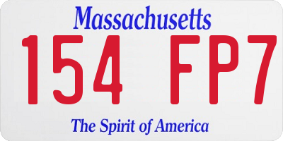 MA license plate 154FP7
