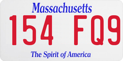 MA license plate 154FQ9