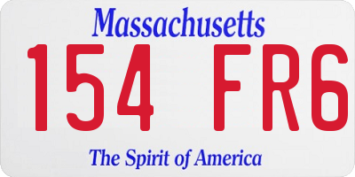 MA license plate 154FR6