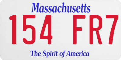MA license plate 154FR7