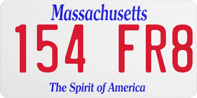 MA license plate 154FR8