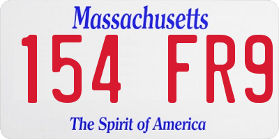 MA license plate 154FR9