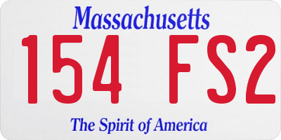 MA license plate 154FS2
