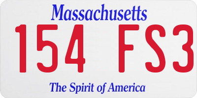 MA license plate 154FS3