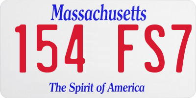 MA license plate 154FS7