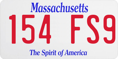 MA license plate 154FS9