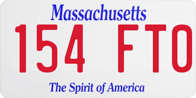 MA license plate 154FT0