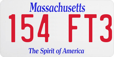 MA license plate 154FT3