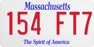 MA license plate 154FT7