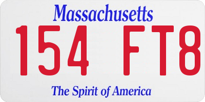 MA license plate 154FT8