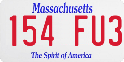 MA license plate 154FU3