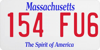 MA license plate 154FU6