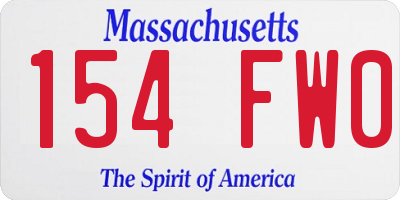 MA license plate 154FW0