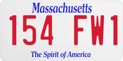 MA license plate 154FW1