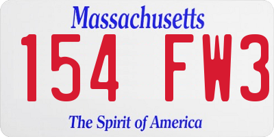 MA license plate 154FW3