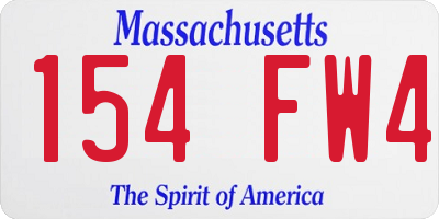 MA license plate 154FW4
