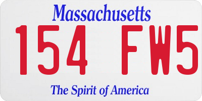 MA license plate 154FW5