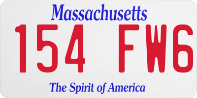 MA license plate 154FW6
