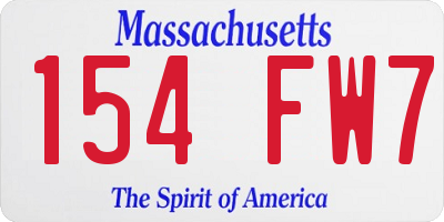 MA license plate 154FW7
