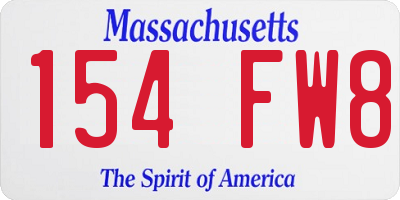 MA license plate 154FW8