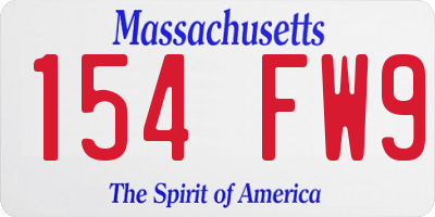 MA license plate 154FW9