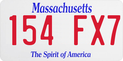 MA license plate 154FX7