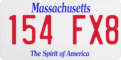 MA license plate 154FX8