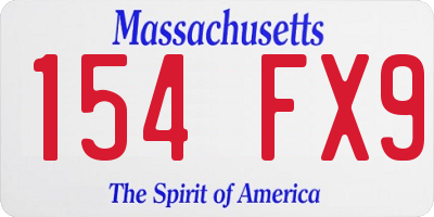 MA license plate 154FX9