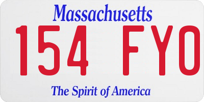 MA license plate 154FY0