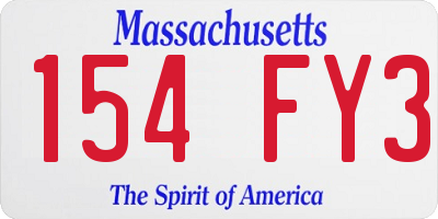 MA license plate 154FY3
