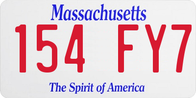 MA license plate 154FY7