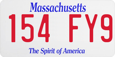 MA license plate 154FY9