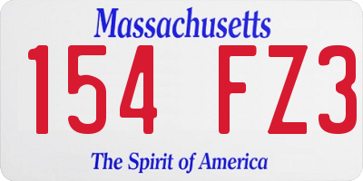 MA license plate 154FZ3