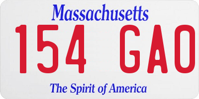MA license plate 154GA0