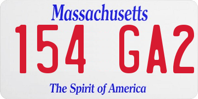 MA license plate 154GA2