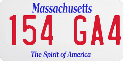 MA license plate 154GA4