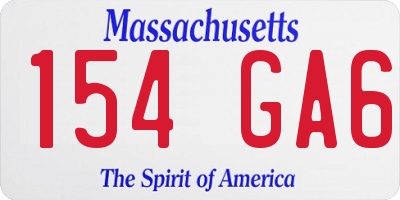 MA license plate 154GA6