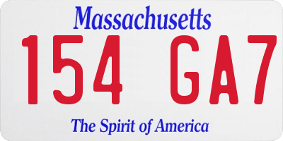 MA license plate 154GA7