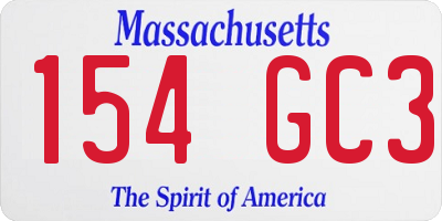 MA license plate 154GC3